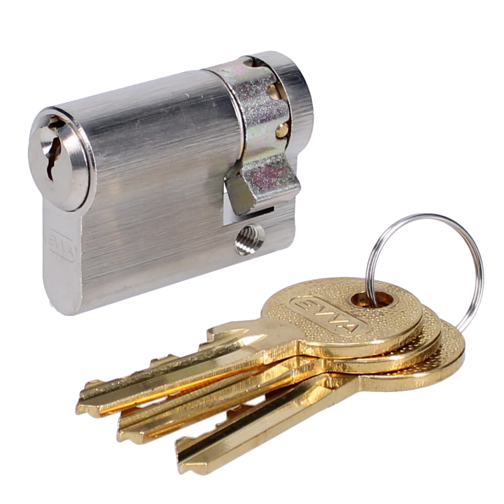 EVVA A5 HZ Euro Half Cylinder With Adjustable Cam KD 41mm 32-9 - Nickel Plated