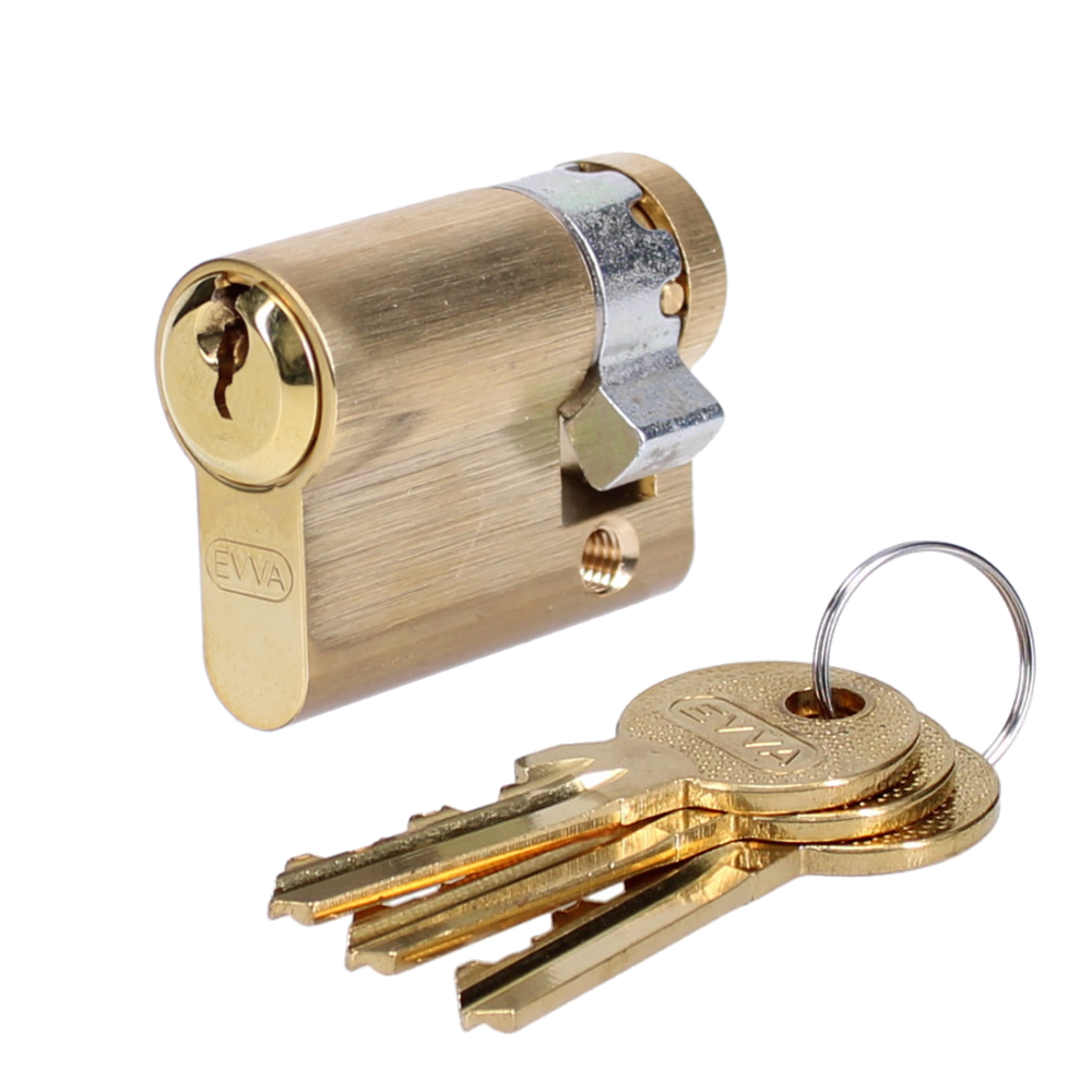 EVVA A5 HZ Euro Half Cylinder With Adjustable Cam KD 41mm 32-9 - Polished Brass