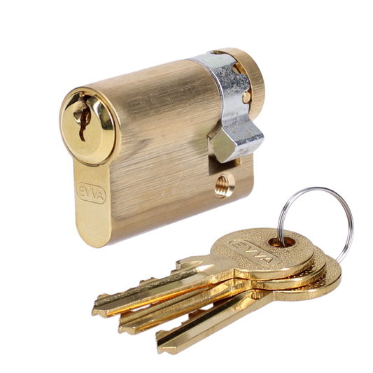 EVVA A5 HZ Euro Half Cylinder With Adjustable Cam KD 46mm 37-9 - Polished Brass