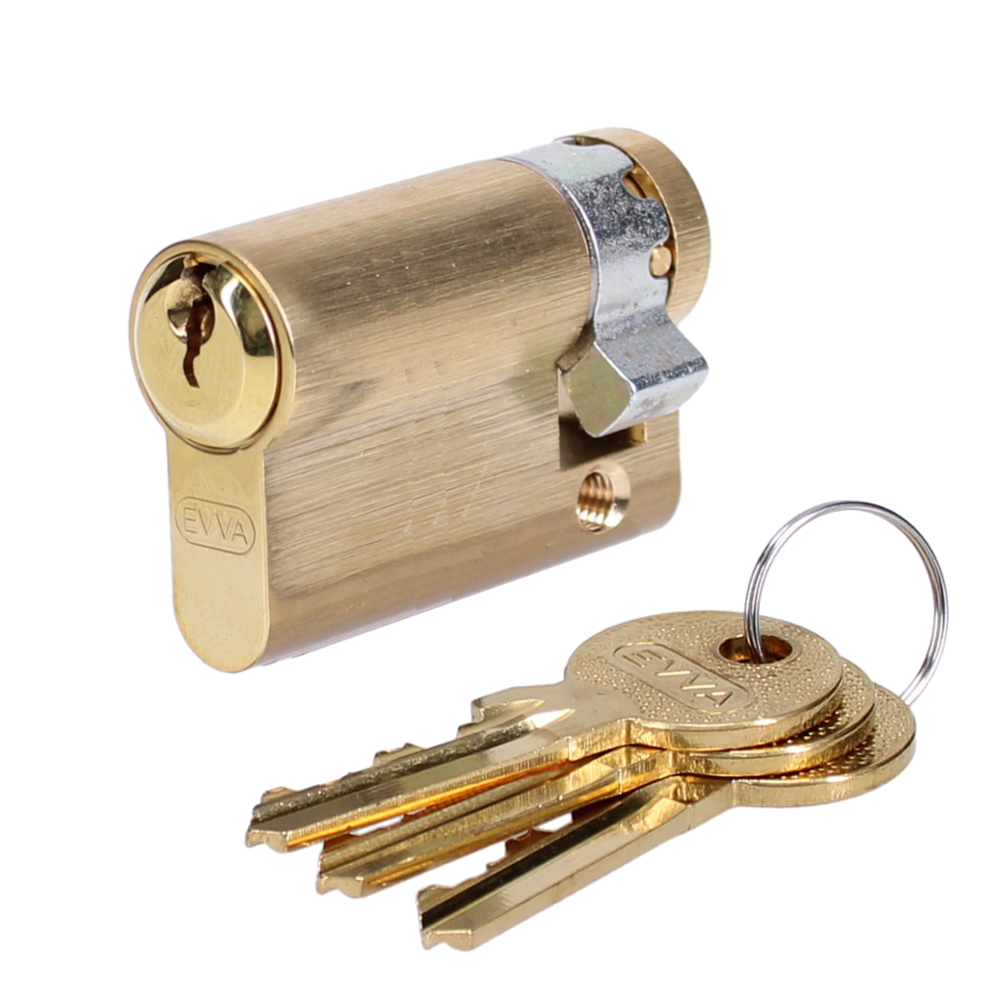 EVVA A5 HZ Euro Half Cylinder With Adjustable Cam KD 51mm 42-9 - Polished Brass