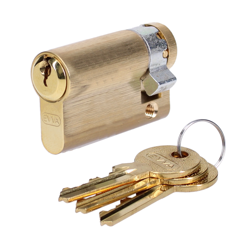 EVVA A5 HZ Euro Half Cylinder With Adjustable Cam KD 56mm 47-9 - Polished Brass