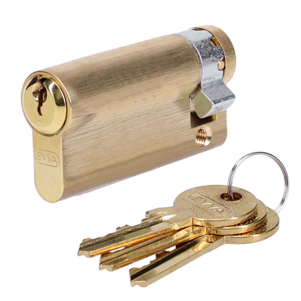 EVVA A5 HZ Euro Half Cylinder With Adjustable Cam KD 76mm 67-9 - Polished Brass