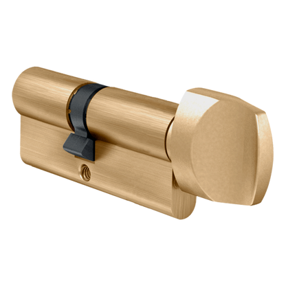 EVVA A5 KDZ Euro Key & Turn Cylinder KD 82mm 41-T41 36-10-T36 - Polished Brass