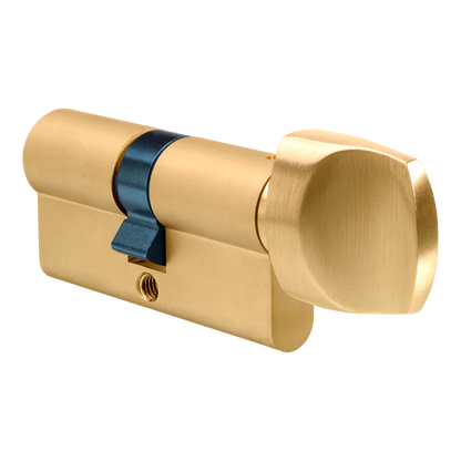 EVVA A5 KDZ Off-Set Euro Key & Turn Cylinder KD 72mm 31-T41 26-10-T36 - Polished Brass