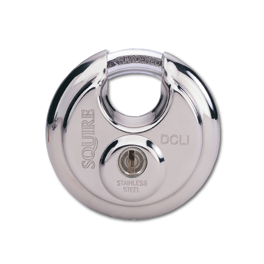 SQUIRE DCL1 Discus Padlock 70mm Keyed To Differ Pro - Chrome Plated