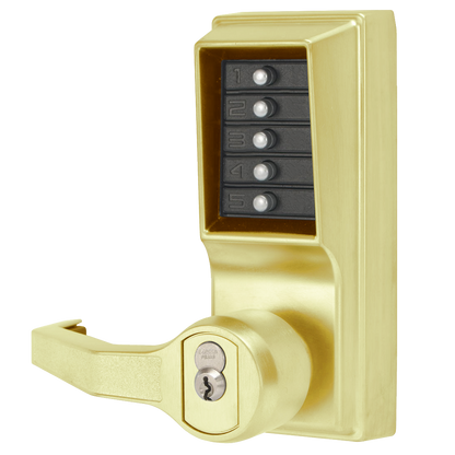 DORMAKABA Simplex L1000 Series L1021B Digital Lock Lever Operated Left Handed With Cylinder LL1021B-03 - Polished Brass