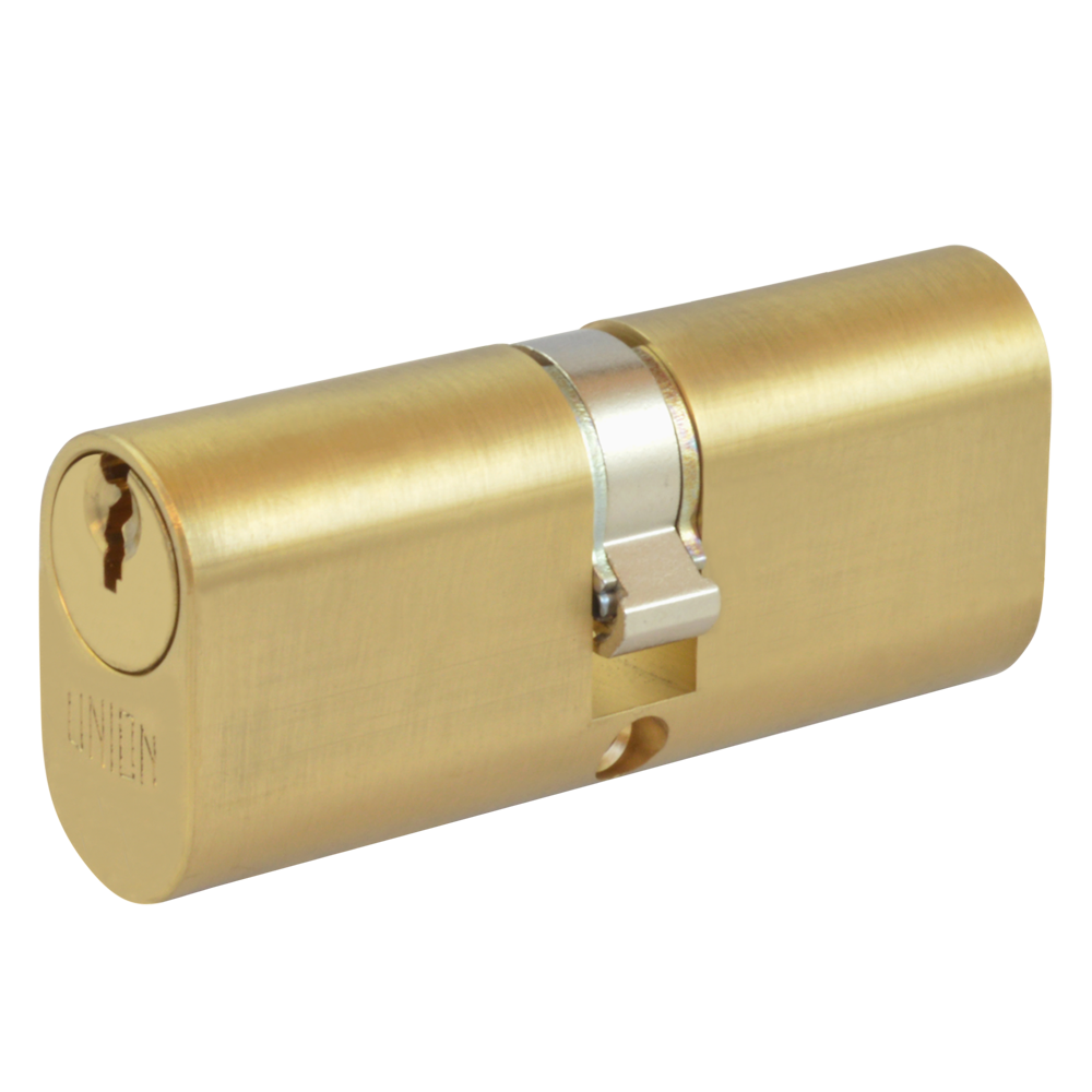 UNION 2X6 Oval Double Cylinder 74mm 37/37 32/10/32 Keyed To Differ PL - Polished Lacquered Brass