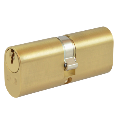 UNION 2X6 Oval Double Cylinder 74mm 37/37 32/10/32 Keyed To Differ PL - Polished Lacquered Brass