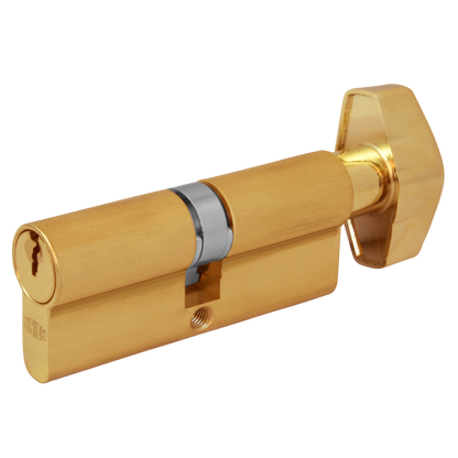 UNION 2X19 Euro Key & Turn Cylinder 74mm 37/T37 32/10/T32 Keyed To Differ PL - Polished Lacquered Brass