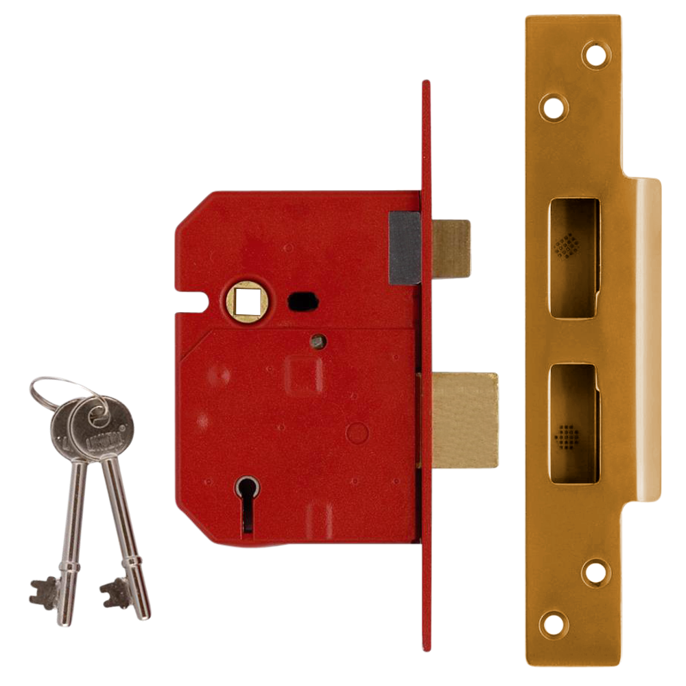 UNION 2234 5 Lever Sashlock 64mm Keyed Alike - Polished Lacquered Brass