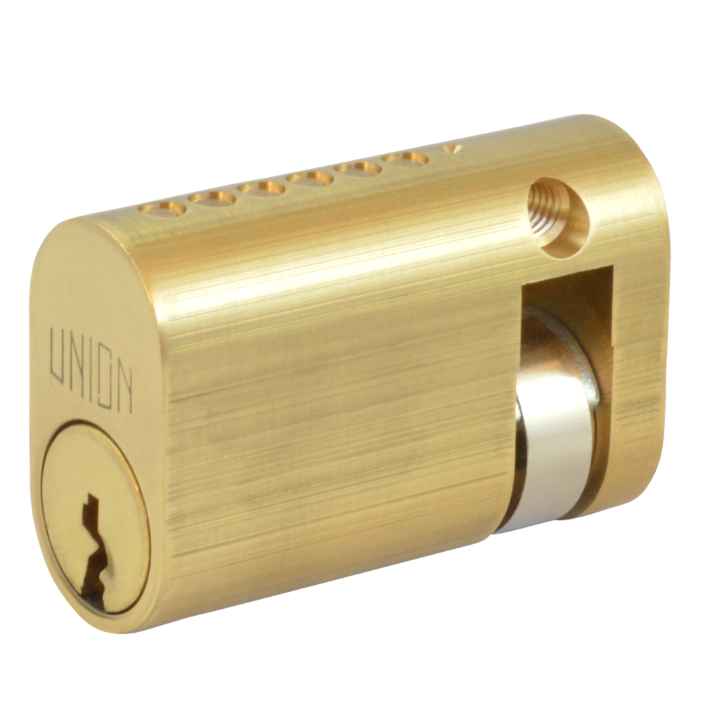 UNION 2x1 Oval Half Cylinder 44.5mm 35/9 Keyed To Differ PB - Polished Lacquered Brass