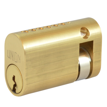 UNION 2x1 Oval Half Cylinder 44.5mm 35/9 Keyed To Differ PB - Polished Lacquered Brass