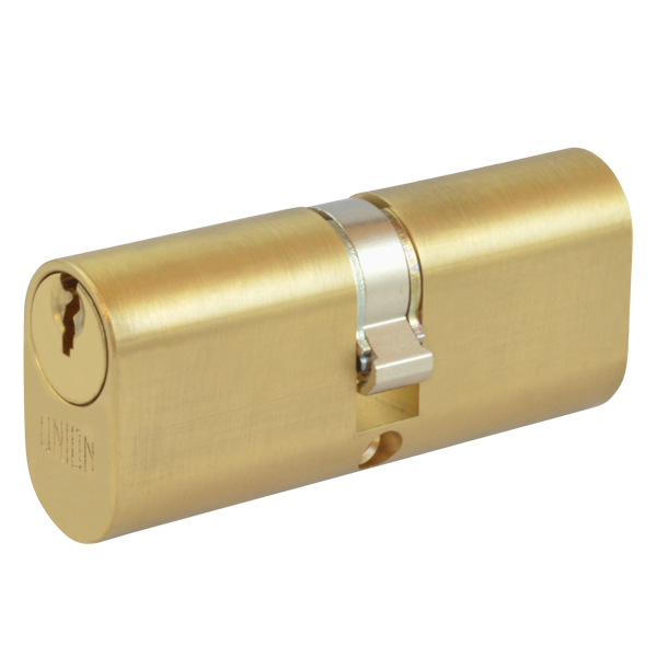 UNION 2X6 Oval Double Cylinder 74mm 37/37 32/10/32 Keyed Alike WVL482 PL - Polished Lacquered Brass