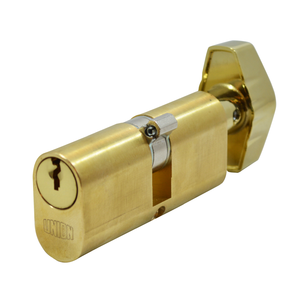 UNION 2X13 Oval Key & Turn Cylinder 65mm 32.5/T32.5 27.5/10/T27.5 Keyed Alike WVL482 PL - Polished Lacquered Brass