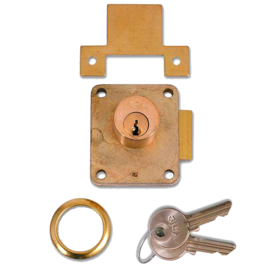 YALE 076S Cylinder Straight Cupboard Springlock 22mm Keyed To Differ Right Handed - Polished Brass