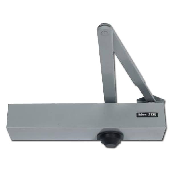 BRITON 2130B Size 2-6 Overhead Door Closer With Backcheck Silver - Silver Enamelled