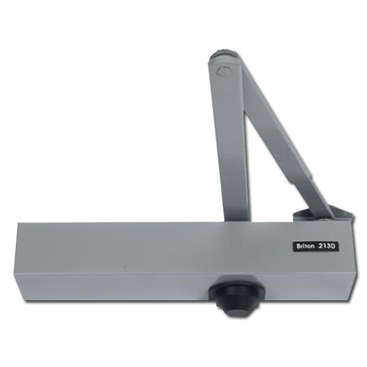 BRITON 2130B Size 2-6 Overhead Door Closer With Backcheck Silver - Silver Enamelled