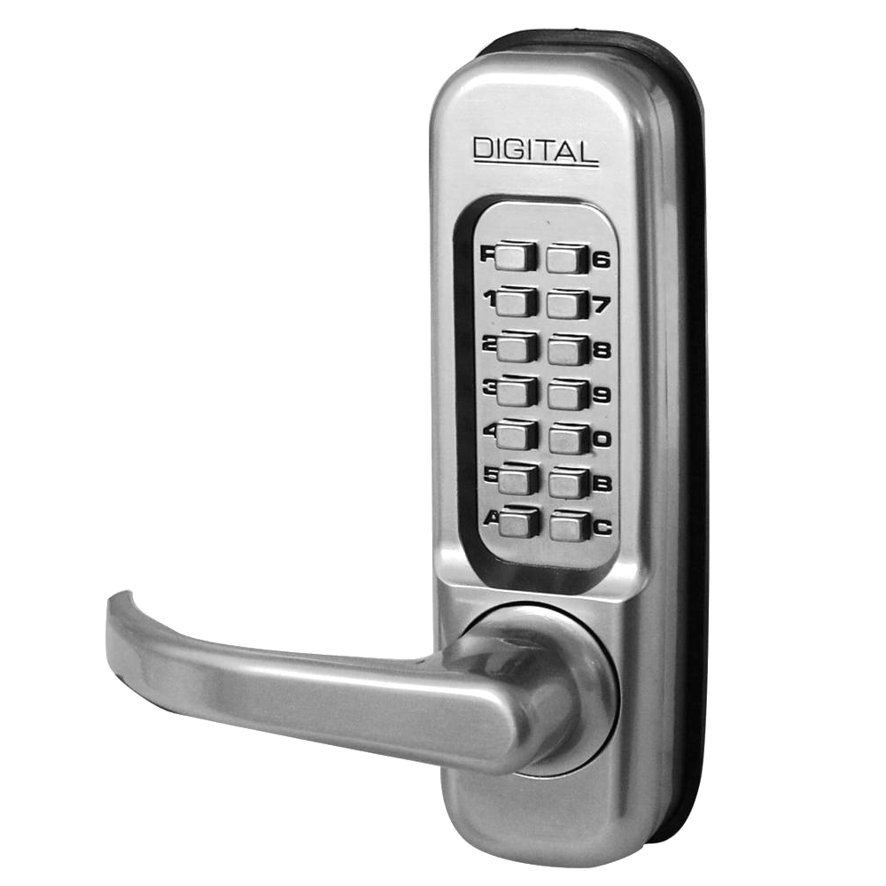 LOCKEY 1150 Series Lever Handle Digital Lock With 60mm Latch Satin Chrome