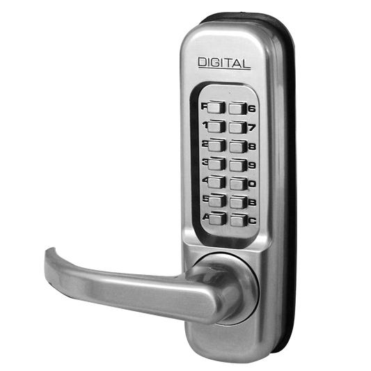 LOCKEY 1150 Series Lever Handle Digital Lock With 60mm Latch Satin Chrome