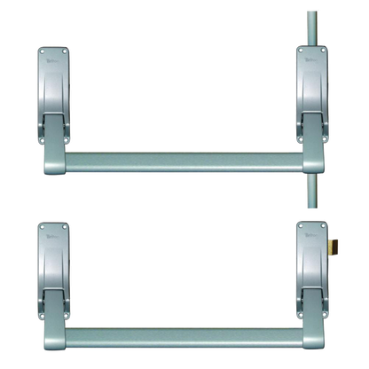 BRITON 377 Push Bar Double Rebated Door Panic Set Right Handed - Silver Enamelled