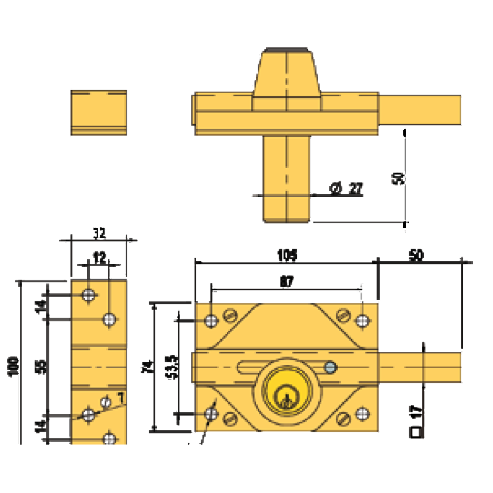 LINCE Rim Deadlock 3932 Keyed Both Sides