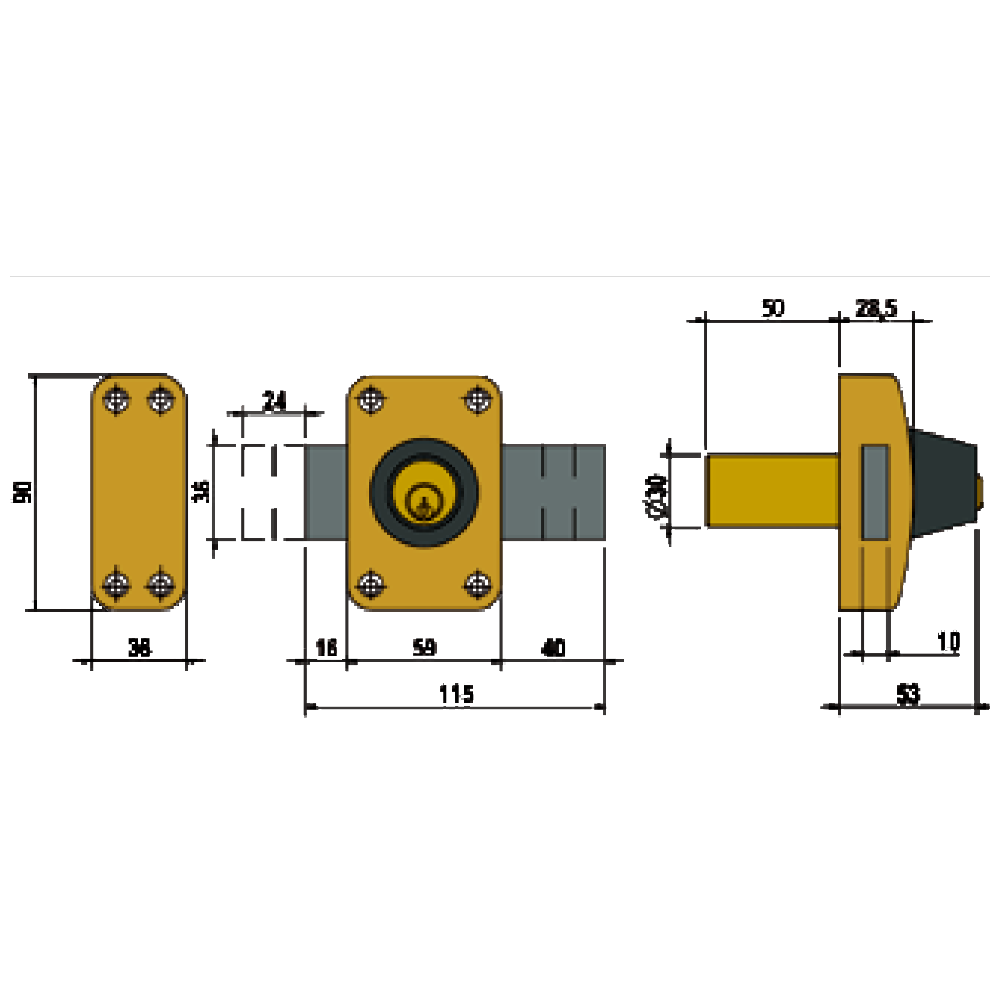 LINCE Rim Deadlock 3916 Keyed Both Sides