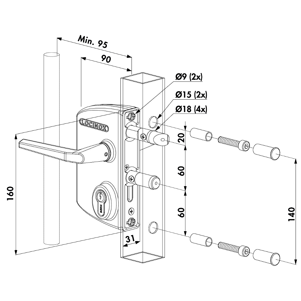 LOCINOX Surface Mounted Gate Lock