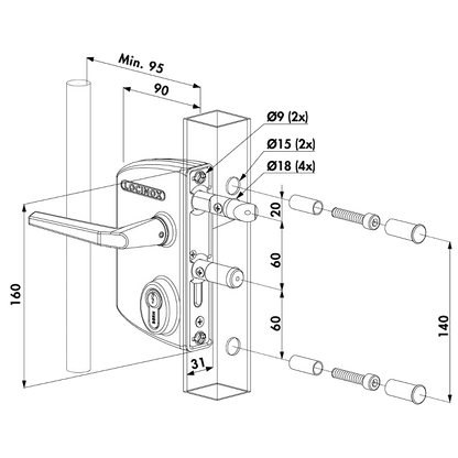 LOCINOX Surface Mounted Gate Lock