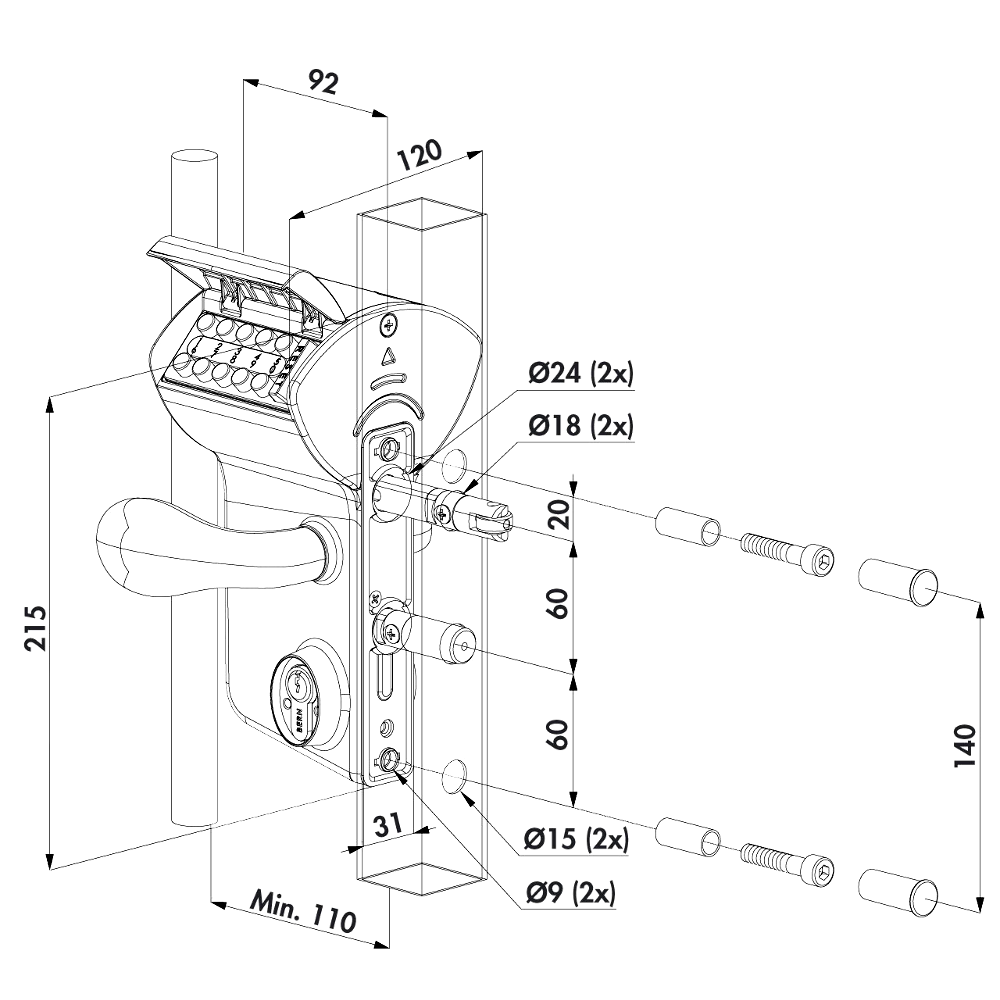 LOCINOX Vinci Surface Mounted Mechanical Code Gate Lock