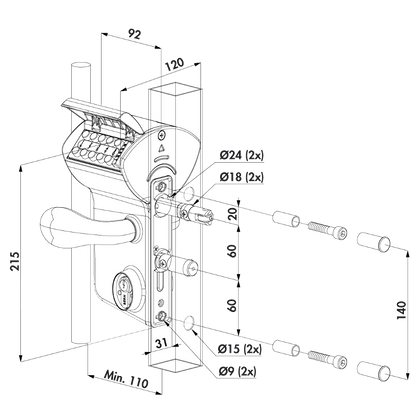 LOCINOX Vinci Surface Mounted Mechanical Code Gate Lock