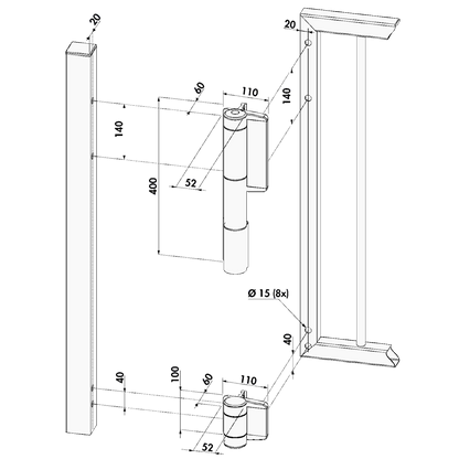 LOCINOX Mammoth Hydraulic Gate Closer Kit With Dino Hinge