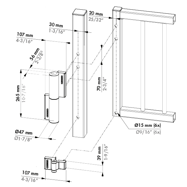 LOCINOX Tiger Hydraulic Gate Closer Kit With Puma Hinge