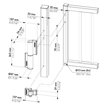 LOCINOX Tiger Hydraulic Gate Closer Kit With Puma Hinge