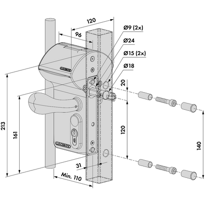 LOCINOX Valentino 40/40 Battery Operated Electronic Gate Lock Surface Mounted