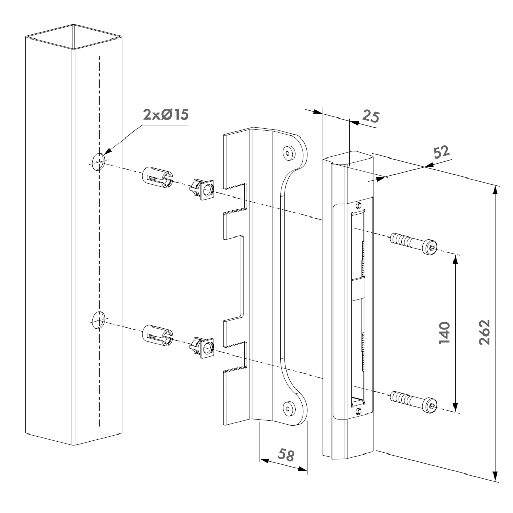 LOCINOX Gatelock Sixtylock Insert Set with Keep For 60mm Box Section SAA