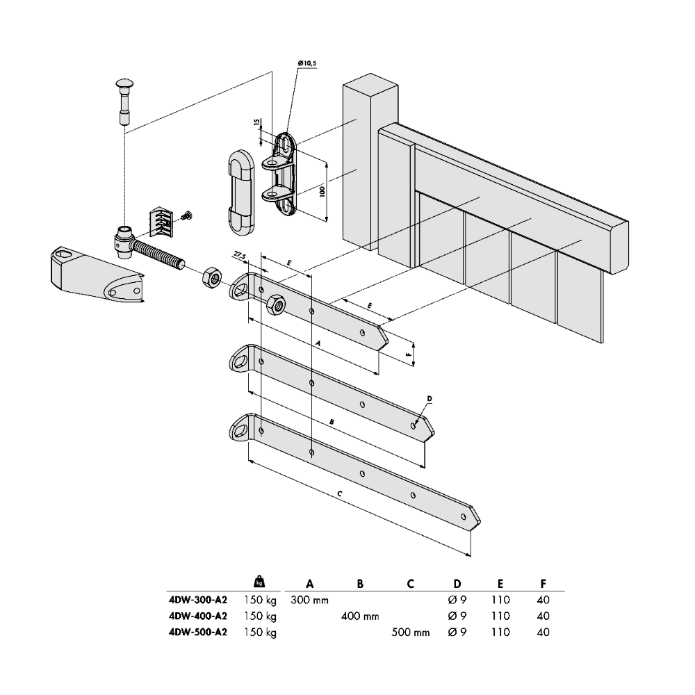 LOCINOX 4DW Vandal Proof SSS Gate Hinge With 4 Dimension Adjustment