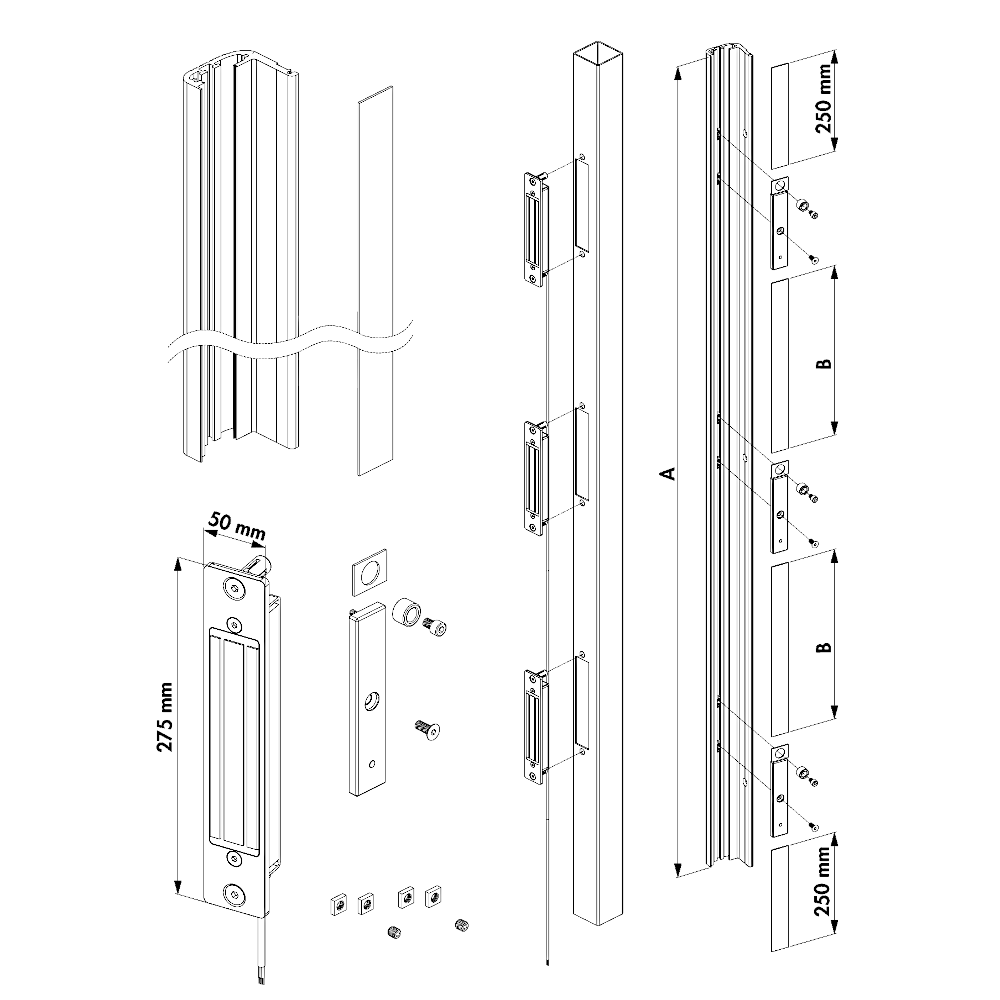 LOCINOX N-Line B-Mag Kit For Swing Gates