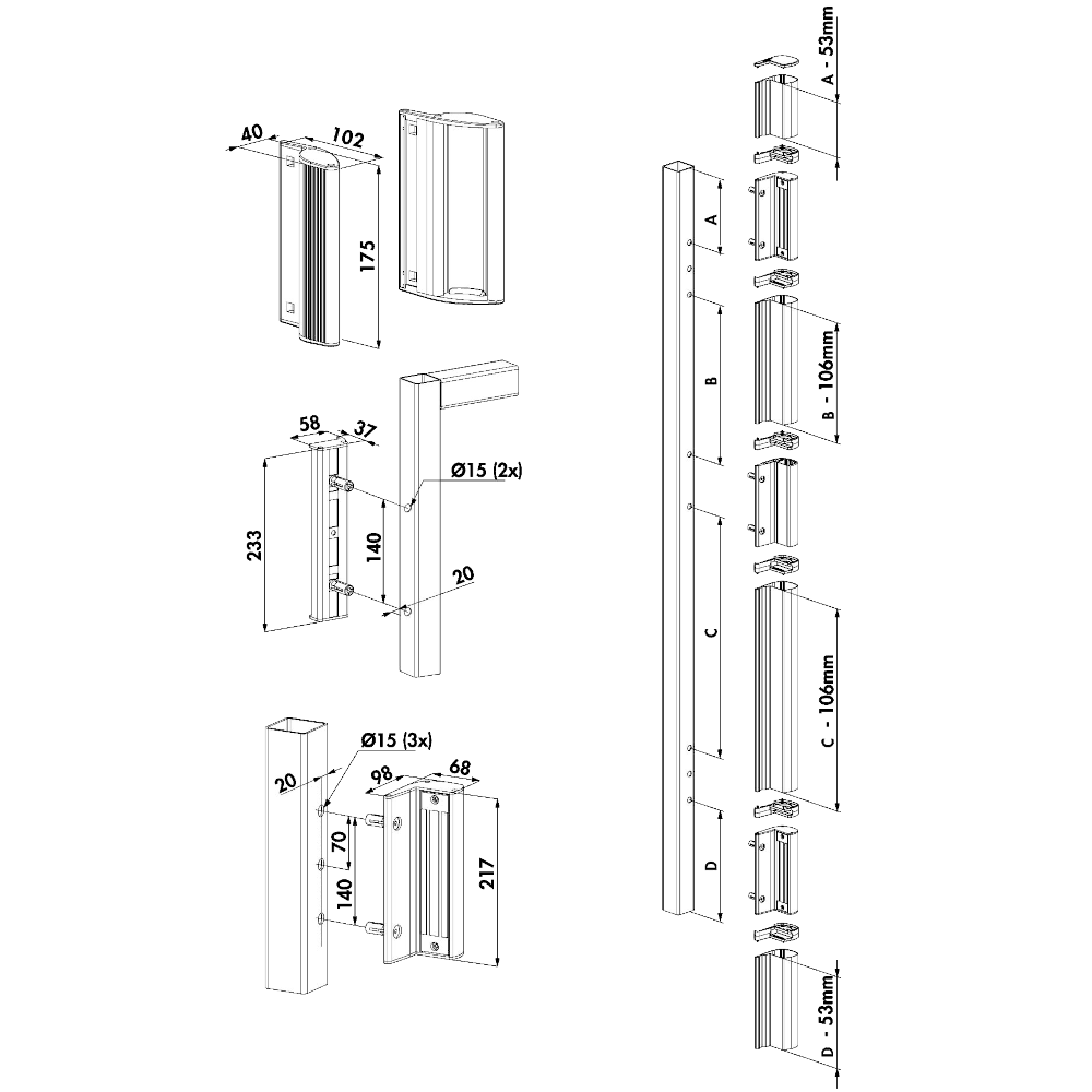 LOCINOX N-Line Mag Kit 3000 For Swing Gates