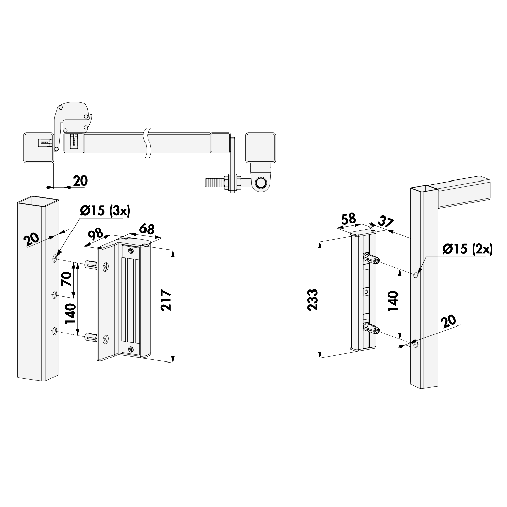 LOCINOX Surface Mounted MAGMAG3000 Electromagnetic Gate Lock Without Handle