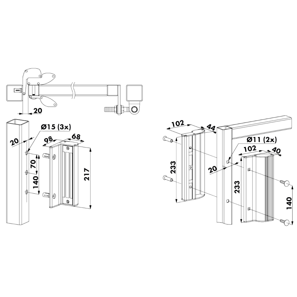 LOCINOX Surface Mounted MAG3000 Electromagnetic Gate Lock With Integrated Handle