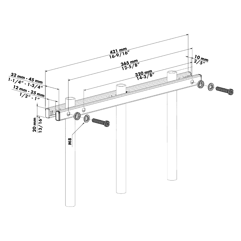 LOCINOX Rail-Fit Accessory for Gate Closer Installation on Barred Fencing