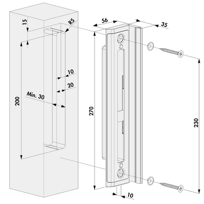 LOCINOX SHKW Timber keep To Suit H-Wood Insert Lock