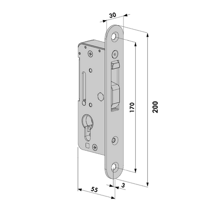 LOCINOX Gate Insert Lock H-COMPACT With Hook