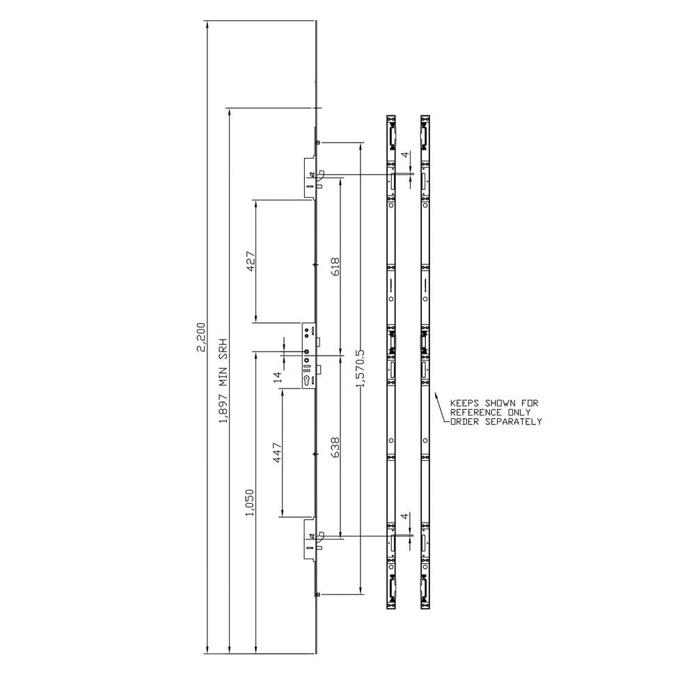 LOCKMASTER Lever Operated Latch & Deadbolt Synseal Single Spindle - 2 Hook 2 Anti-Lift 2 Roller