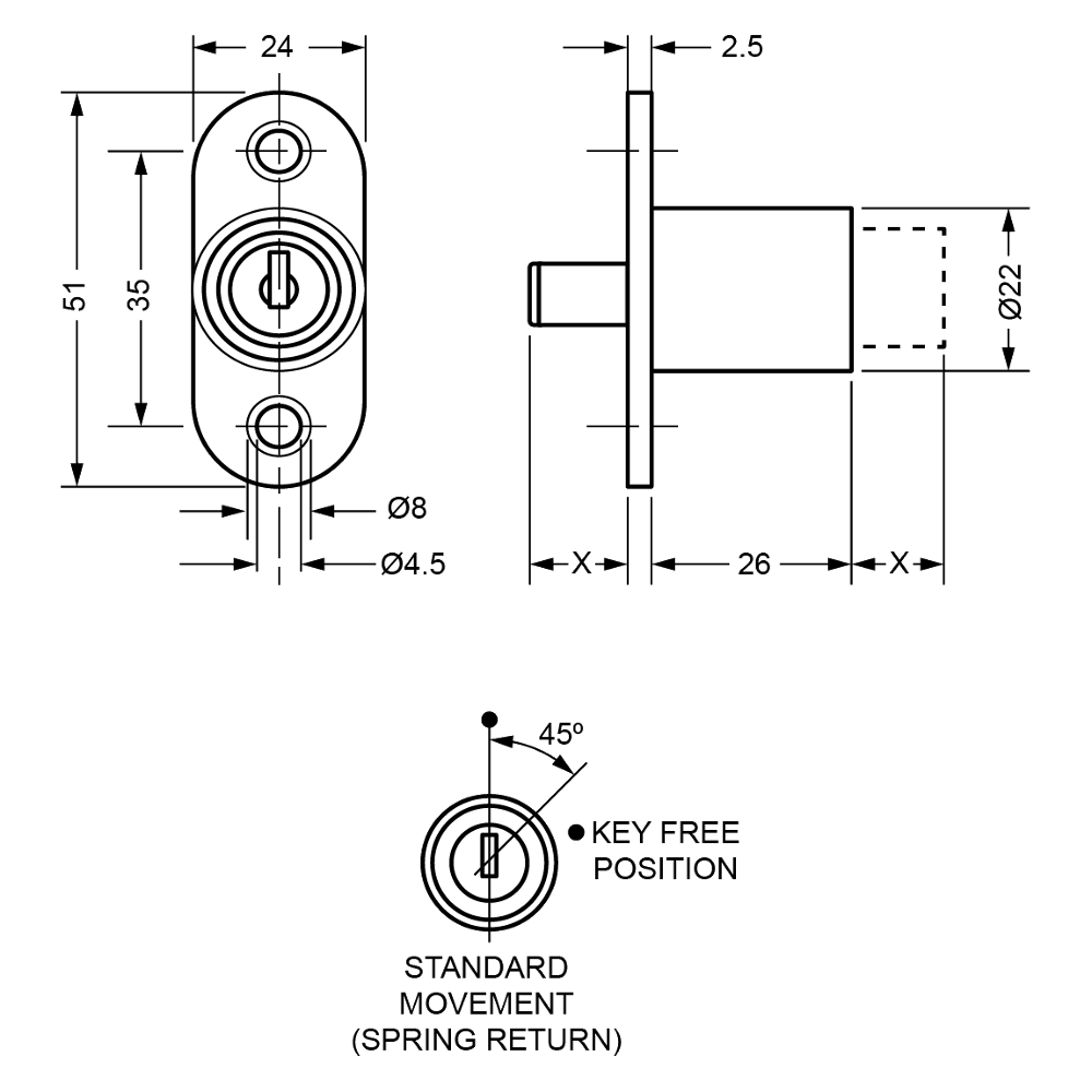 L&F 5861 Sliding Door Lock