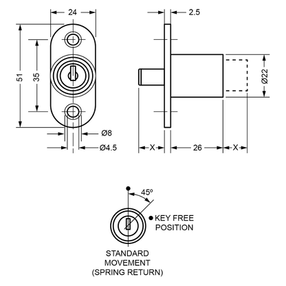 L&F 5861 Sliding Door Lock