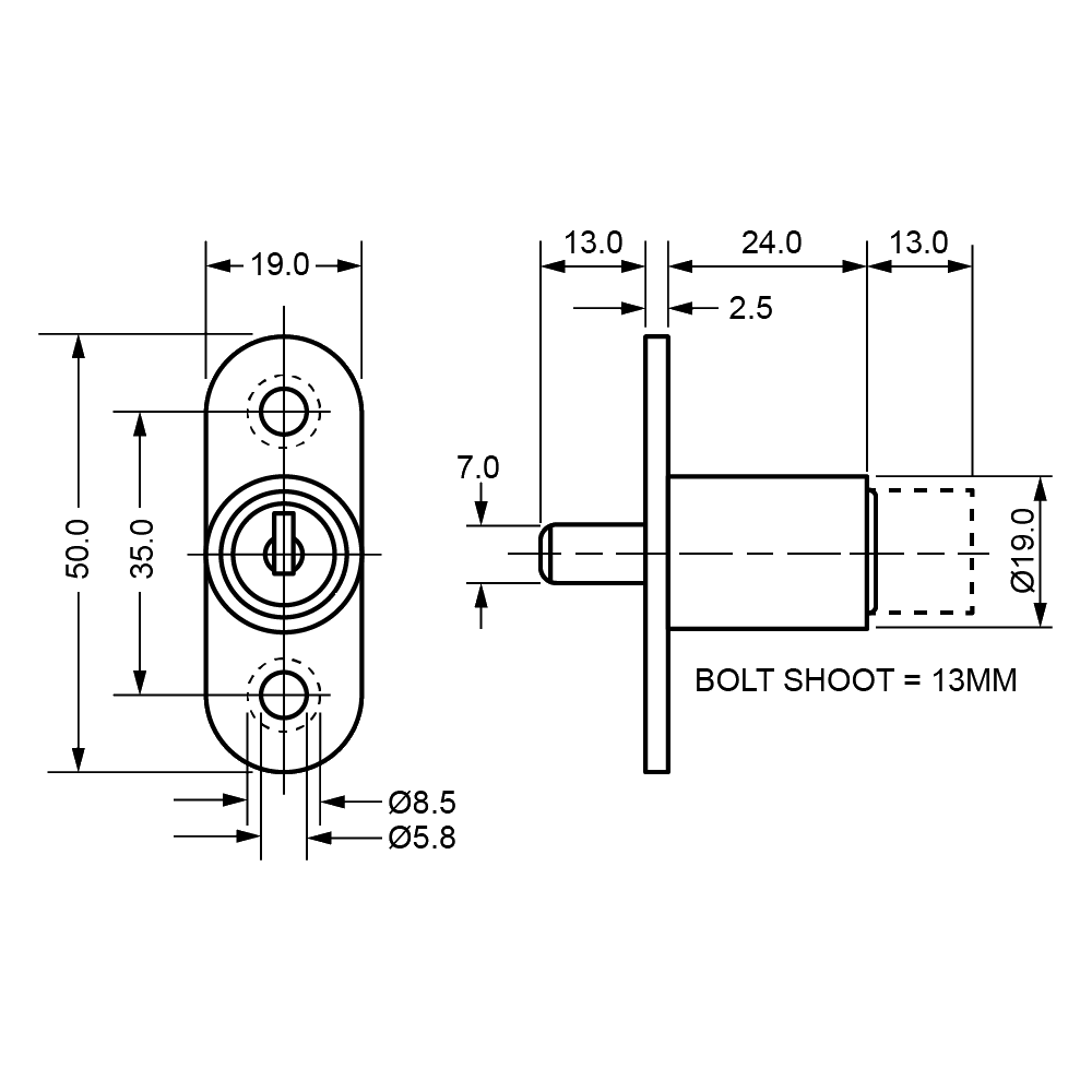 L&F 5862 Sliding Door Lock