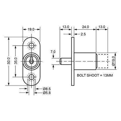 L&F 5862 Sliding Door Lock