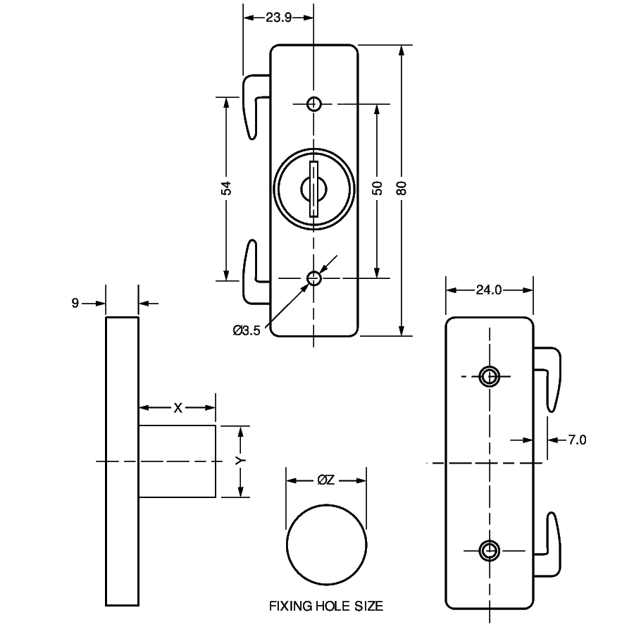 L&F 5825 Double Claw Cupboard Lock