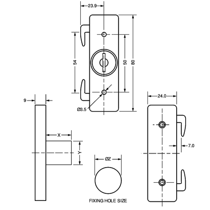 L&F 5825 Double Claw Cupboard Lock